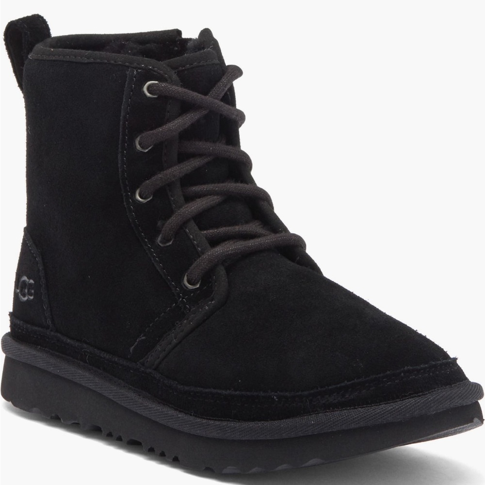 UGG Neumel Boys Black Lace-Up Suede Boots